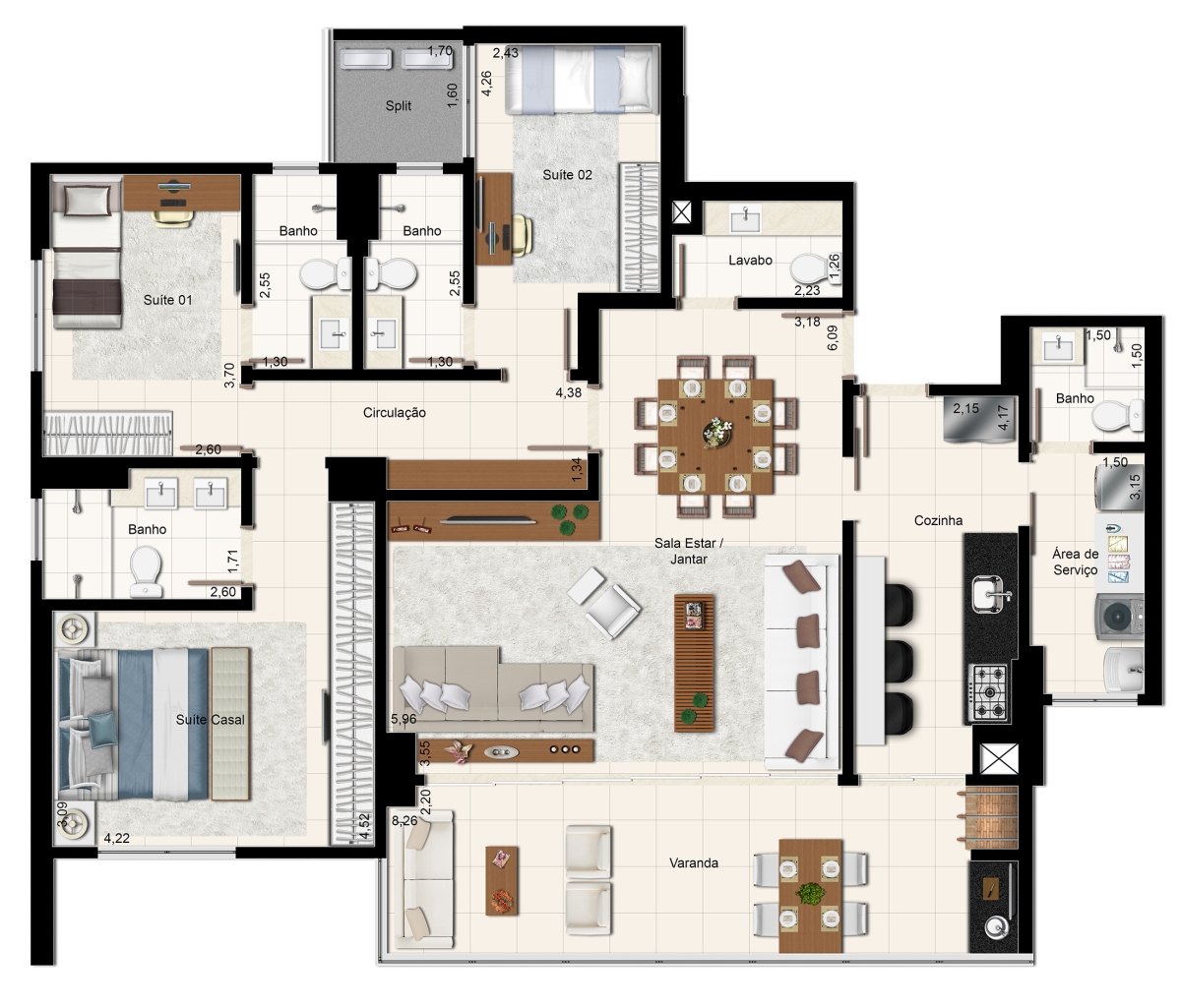 140 m² - 3 Suítes
